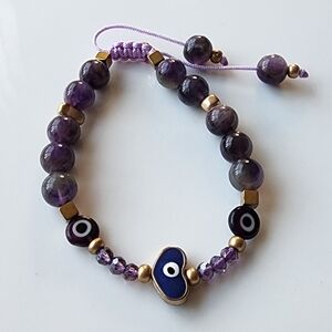 Amatist and Blue Beaded Bracelet